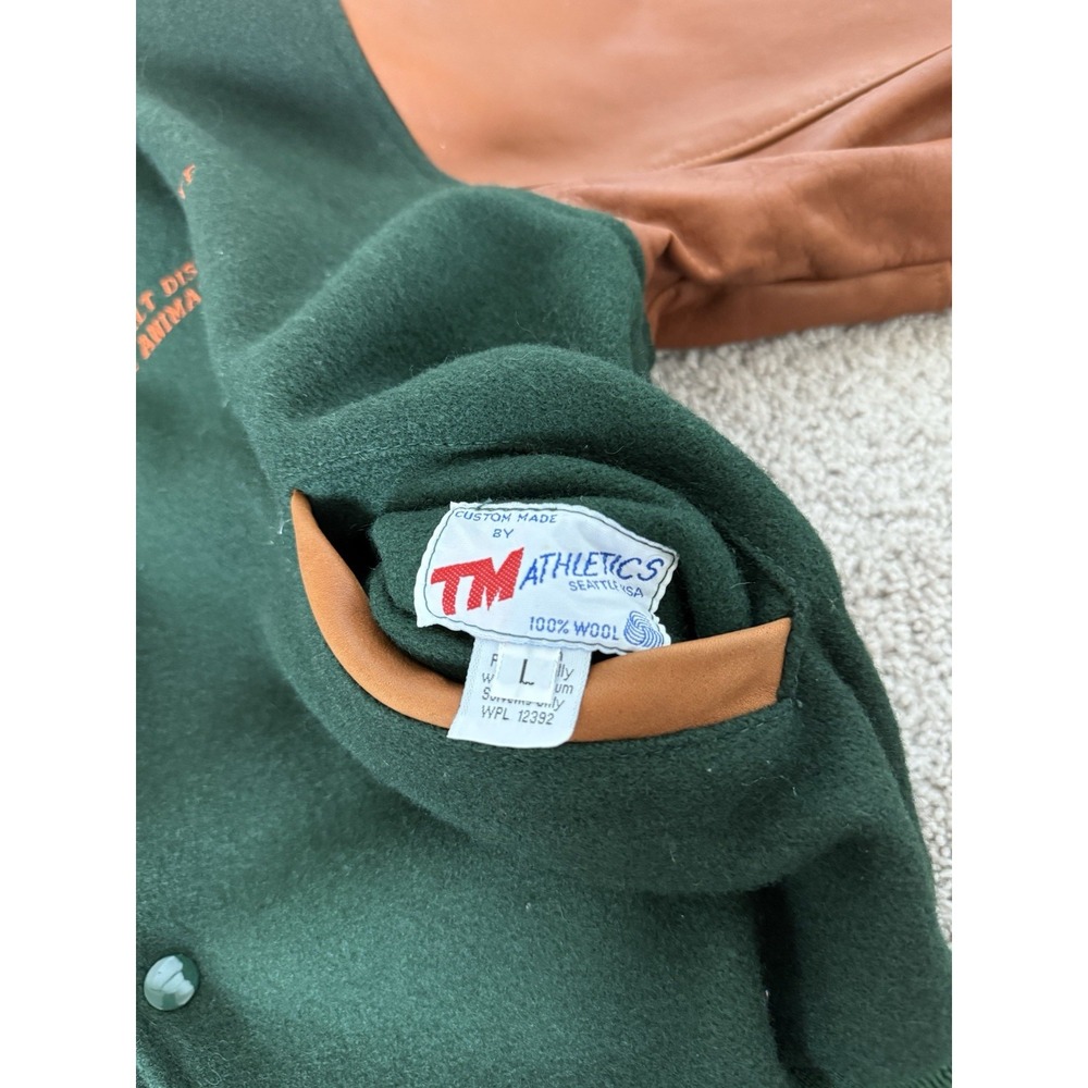 VTG Disney Lion King Animation Crew Letterman varsity jacket Size L Rare Green - Picture 6 of 8